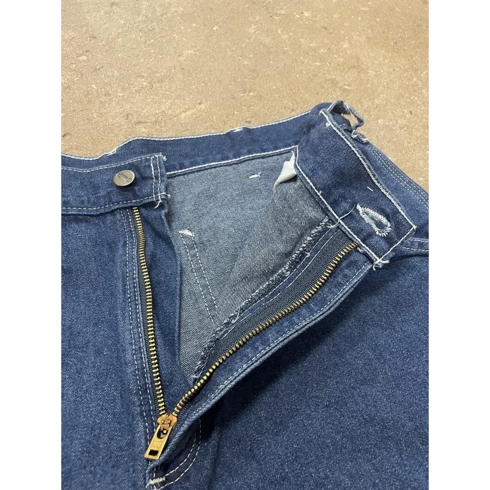 Carhartt Jeans Mens 34x34 Blue Washed Denim Work Dungaree Carpenter‎ Made USA